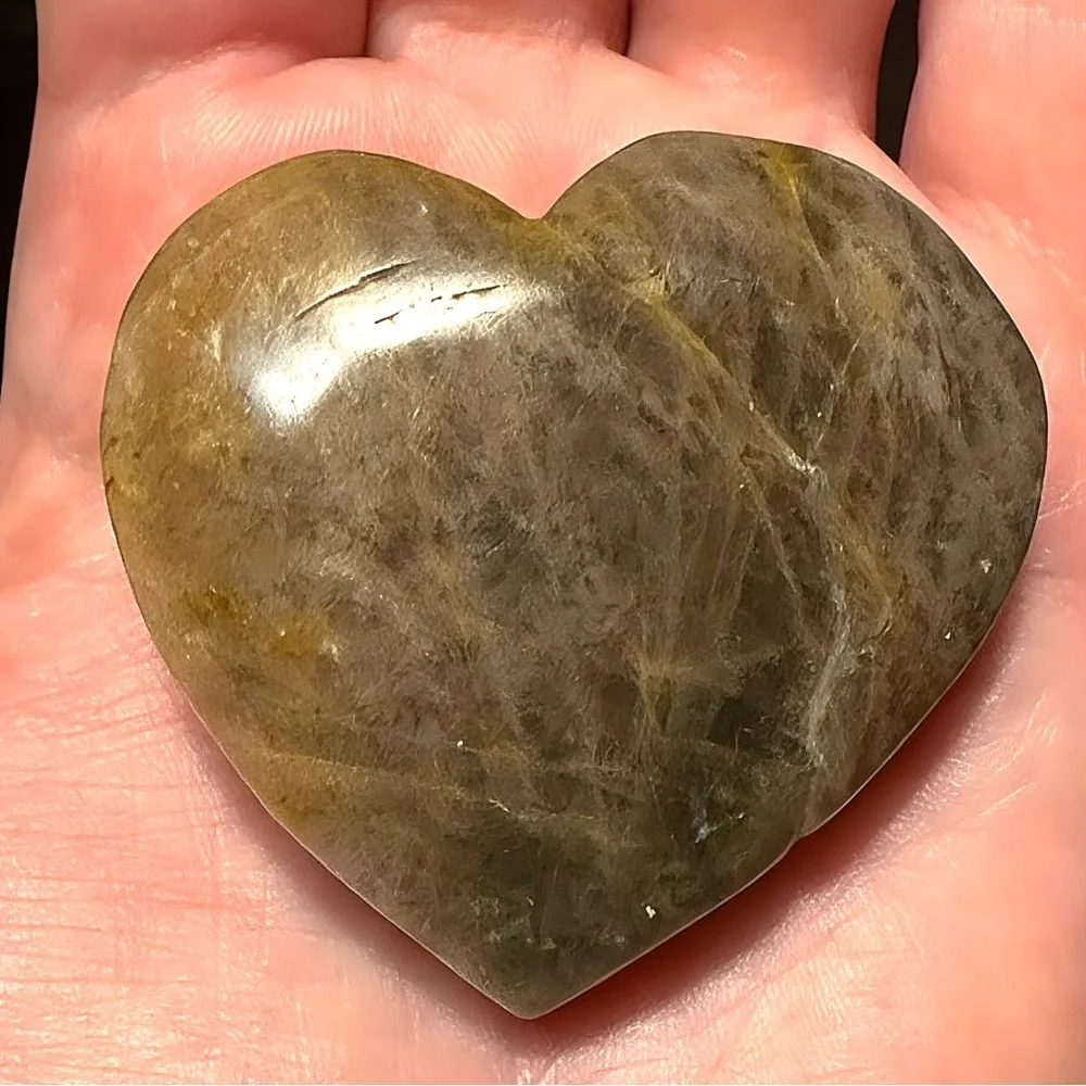 Black Moonstone Heart-Shaped Stone Decor Gift Large